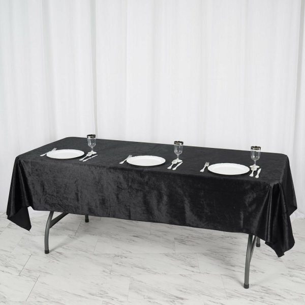 Taffeta & Velvet |  60″x102″ Black Seamless Premium Velvet Rectangle Tablecloth, Reusable Linen