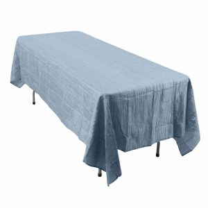 Taffeta & Velvet |  60″x102″ Dusty Blue Accordion Crinkle Taffeta Seamless Rectangle Tablecloth