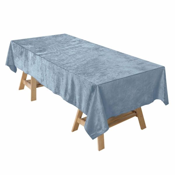 Taffeta & Velvet |  60″x102″ Dusty Blue Seamless Premium Velvet Rectangle Tablecloth, Reusable Linen