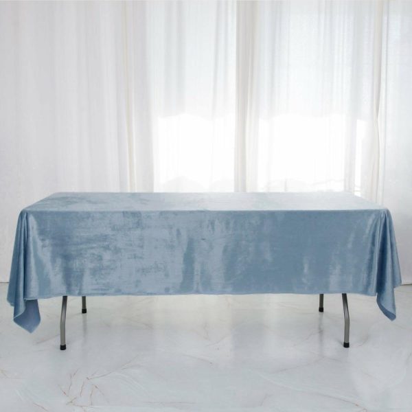 Taffeta & Velvet |  60″x102″ Dusty Blue Seamless Premium Velvet Rectangle Tablecloth, Reusable Linen