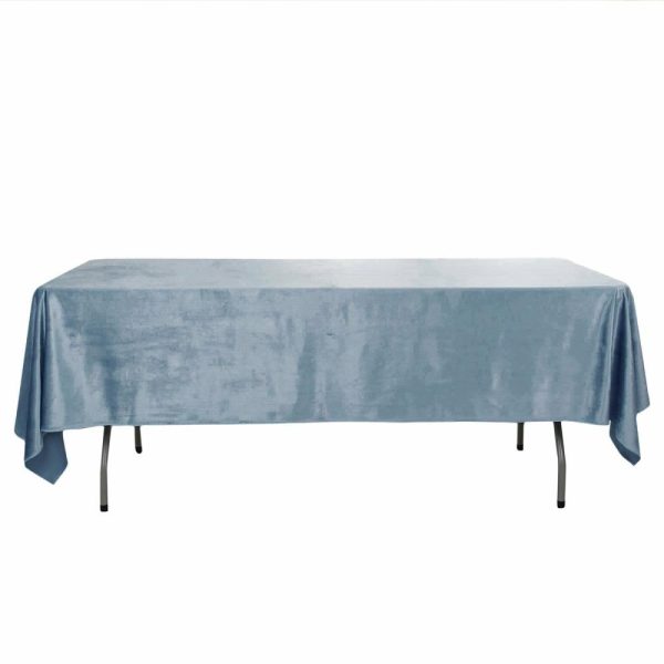 Taffeta & Velvet |  60″x102″ Dusty Blue Seamless Premium Velvet Rectangle Tablecloth, Reusable Linen