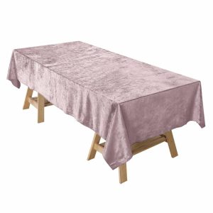 Taffeta & Velvet |  60″x102″ Mauve Seamless Premium Velvet Rectangle Tablecloth, Reusable Linen