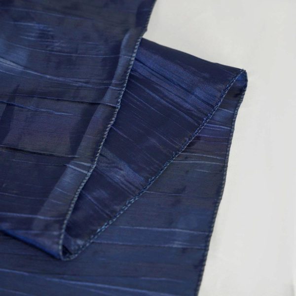 Taffeta & Velvet |  60″x102″ Navy Blue Accordion Crinkle Taffeta Seamless Rectangle Tablecloth