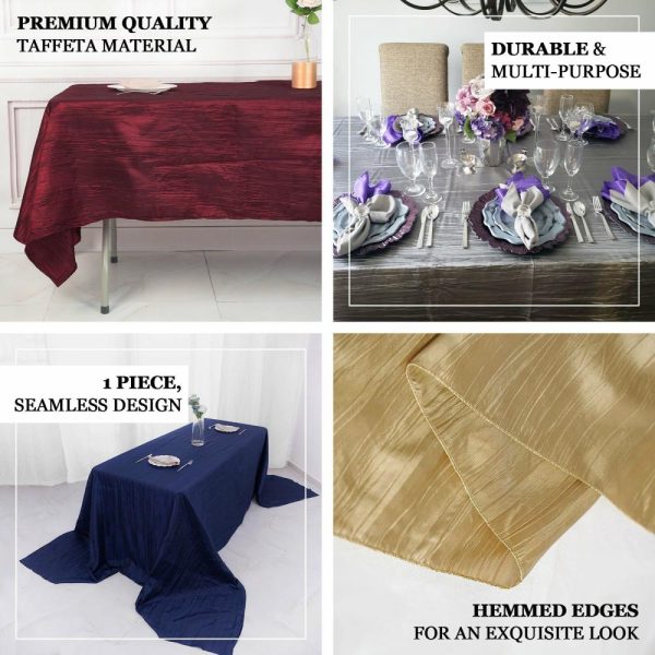 Taffeta & Velvet |  60″x102″ Navy Blue Accordion Crinkle Taffeta Seamless Rectangle Tablecloth