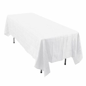 Taffeta & Velvet |  60″x102″ White Accordion Crinkle Taffeta Seamless Rectangle Tablecloth