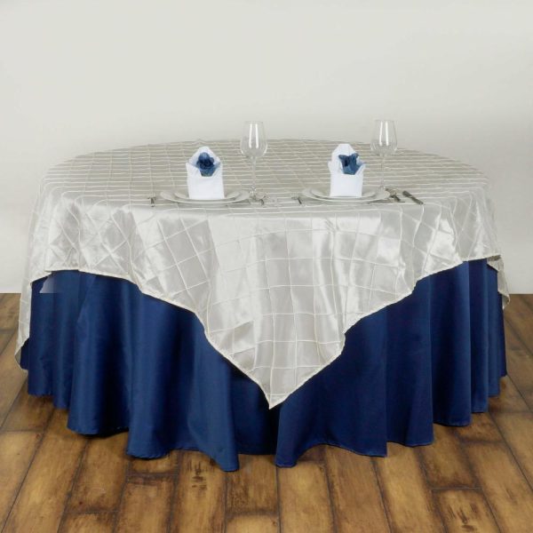 Taffeta & Velvet |  60″x60″ Ivory Pintuck Square Table Overlay – Clearance SALE