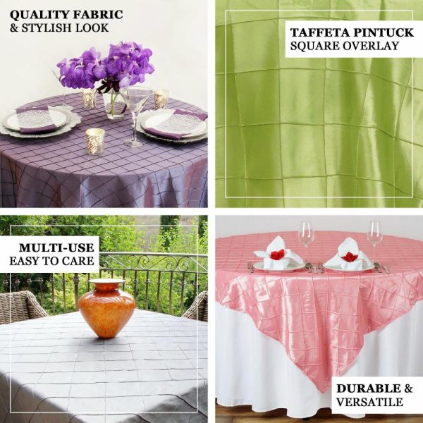 Taffeta & Velvet |  60″x60″ Ivory Pintuck Square Table Overlay – Clearance SALE