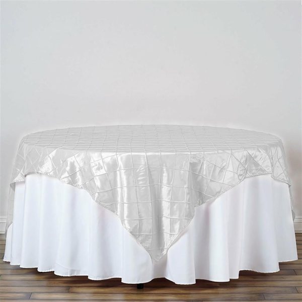 Taffeta & Velvet |  60″x60″ Ivory Pintuck Square Table Overlay – Clearance SALE