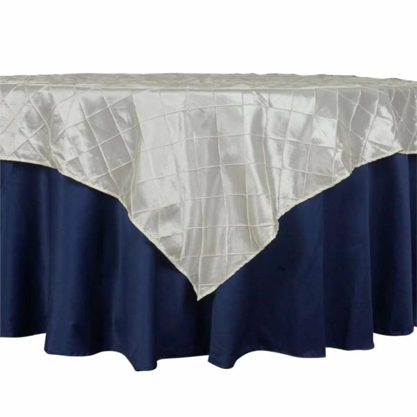 Taffeta & Velvet |  60″x60″ Ivory Pintuck Square Table Overlay – Clearance SALE