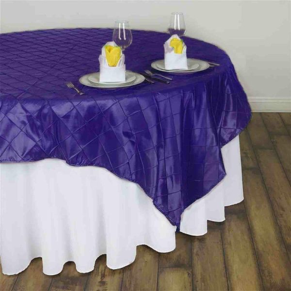 Taffeta & Velvet |  60″x60″ Purple Pintuck Square Table Overlay – Clearance SALE