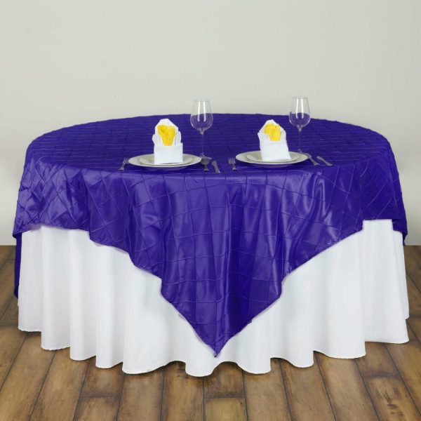 Taffeta & Velvet |  60″x60″ Purple Pintuck Square Table Overlay – Clearance SALE