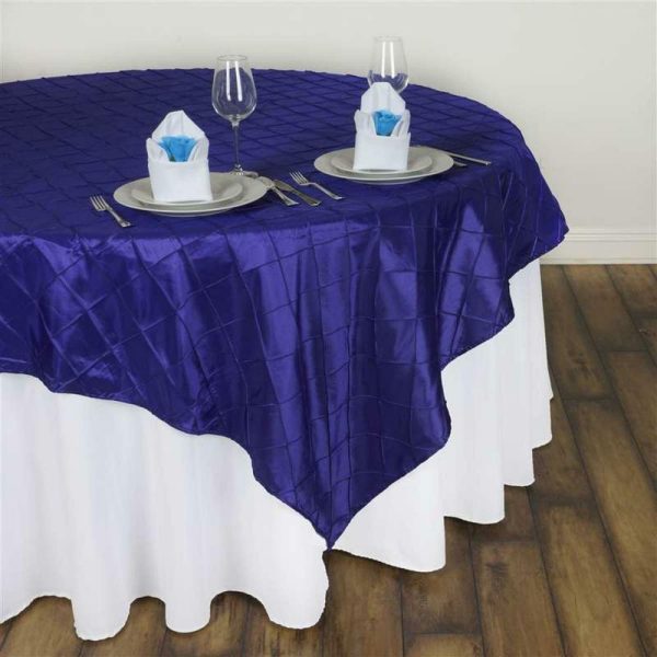 Taffeta & Velvet |  60″x60″ Purple Pintuck Square Table Overlay – Clearance SALE