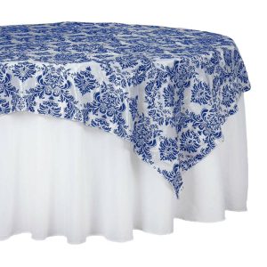 Taffeta & Velvet |  60″x60″ Royal Blue Flocking Square Overlay