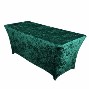 Taffeta & Velvet |  6ft Hunter Emerald Green Crushed Velvet Spandex Fitted Rectangular Table Cover