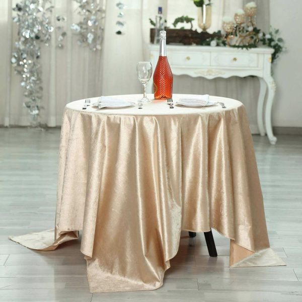 Taffeta & Velvet |  72″x72″ Champagne Premium Soft Velvet Table Overlay, Square Tablecloth Topper