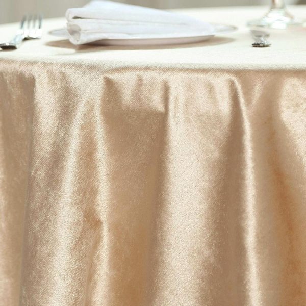 Taffeta & Velvet |  72″x72″ Champagne Premium Soft Velvet Table Overlay, Square Tablecloth Topper