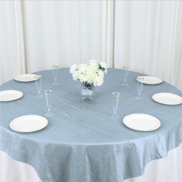 Taffeta & Velvet |  72″x72″ Dusty Blue Accordion Crinkle Taffeta Table Overlay, Square Tablecloth Topper