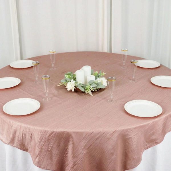 Taffeta & Velvet |  72″x72″ Dusty Rose Accordion Crinkle Taffeta Table Overlay, Square Tablecloth Topper