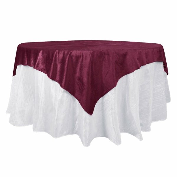 Taffeta & Velvet |  72″x72″ Eggplant Premium Soft Velvet Table Overlay, Square Tablecloth Topper