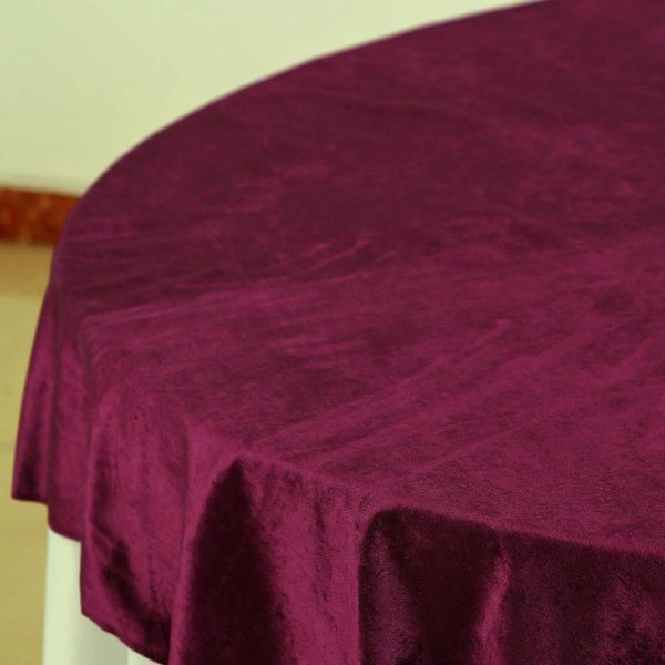 Taffeta & Velvet |  72″x72″ Eggplant Premium Soft Velvet Table Overlay, Square Tablecloth Topper