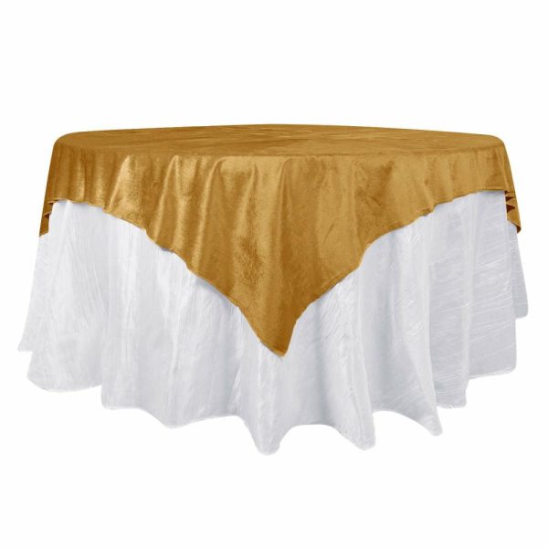 Taffeta & Velvet |  72″x72″ Gold Premium Soft Velvet Table Overlay, Square Tablecloth Topper