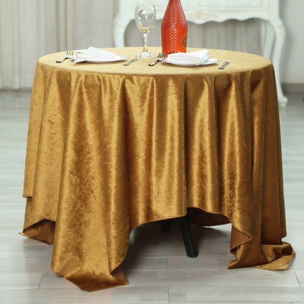 Taffeta & Velvet |  72″x72″ Gold Premium Soft Velvet Table Overlay, Square Tablecloth Topper