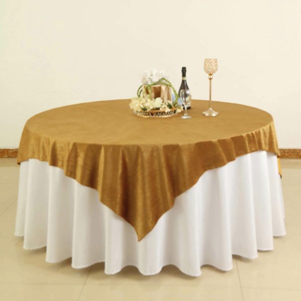 Taffeta & Velvet |  72″x72″ Gold Premium Soft Velvet Table Overlay, Square Tablecloth Topper