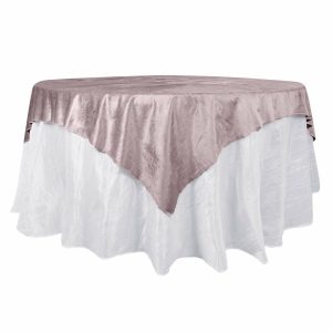 Taffeta & Velvet |  72″x72″ Mauve Premium Soft Velvet Table Overlay, Square Tablecloth Topper