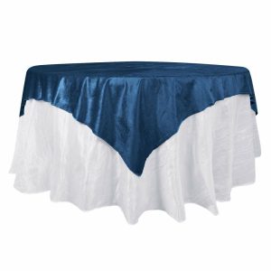 Taffeta & Velvet |  72″x72″ Navy Blue Premium Soft Velvet Table Overlay, Square Tablecloth Topper