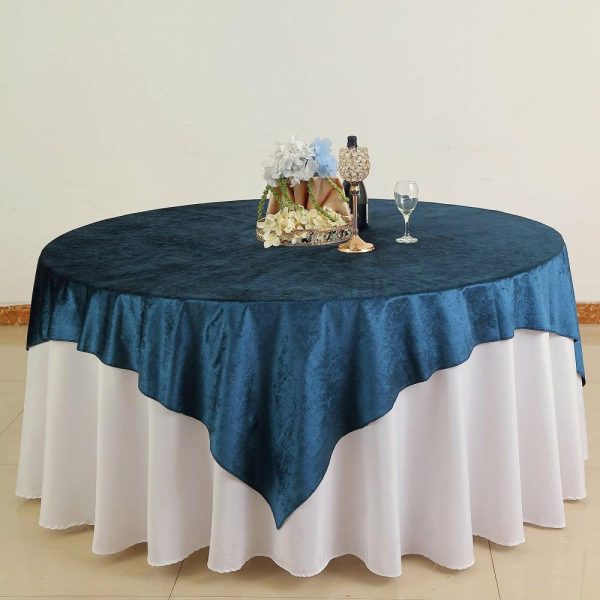 Taffeta & Velvet |  72″x72″ Navy Blue Premium Soft Velvet Table Overlay, Square Tablecloth Topper