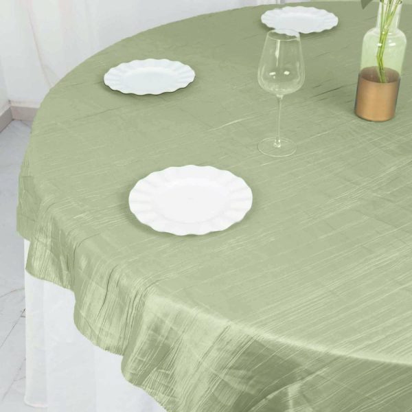 Taffeta & Velvet |  72″x72″ Sage Green Accordion Crinkle Taffeta Table Overlay, Square Tablecloth Topper