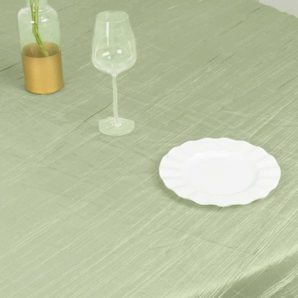 Taffeta & Velvet |  72″x72″ Sage Green Accordion Crinkle Taffeta Table Overlay, Square Tablecloth Topper