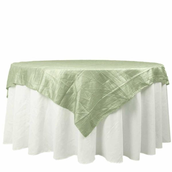 Taffeta & Velvet |  72″x72″ Sage Green Accordion Crinkle Taffeta Table Overlay, Square Tablecloth Topper