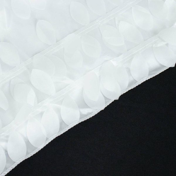 Taffeta & Velvet |  72″x72″ White 3D Leaf Petal Taffeta Fabric Table Overlay