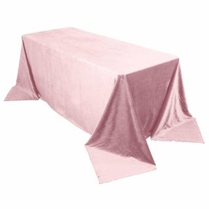 Taffeta & Velvet |  90″x132″ Blush Seamless Premium Velvet Rectangle Tablecloth, Reusable Linen for 6 Foot Table With Floor-Length Drop