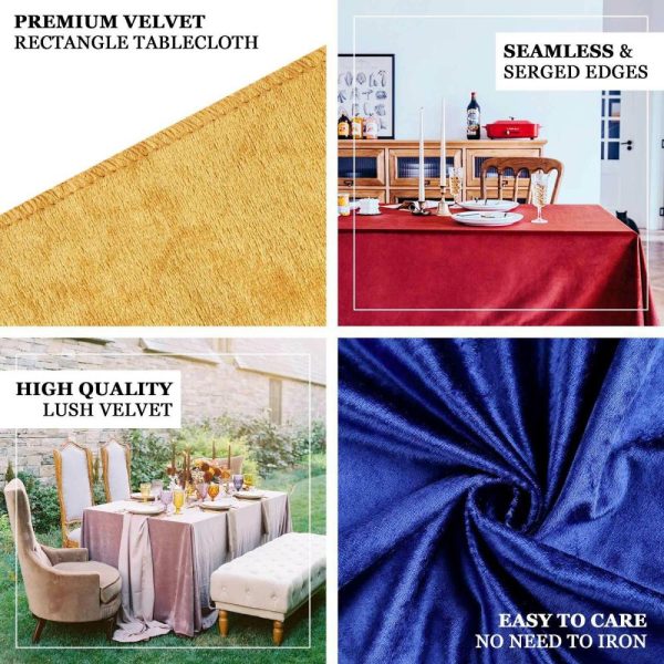 Taffeta & Velvet |  90″x132″ Dusty Blue Seamless Premium Velvet Rectangle Tablecloth, Reusable Linen for 6 Foot Table With Floor-Length Drop