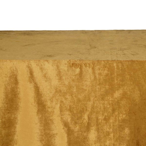 Taffeta & Velvet |  90″x132″ Gold Seamless Premium Velvet Rectangle Tablecloth, Reusable Linen for 6 Foot Table With Floor-Length Drop