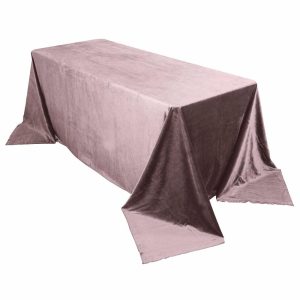 Taffeta & Velvet |  90″x132″ Mauve Seamless Premium Velvet Rectangle Tablecloth, Reusable Linen for 6 Foot Table With Floor-Length Drop