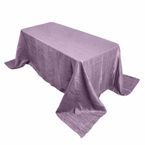 Taffeta & Velvet |  90″x132″ Violet Amethyst Accordion Crinkle Taffeta Seamless Rectangular Tablecloth for 6 Foot Table With Floor-Length Drop