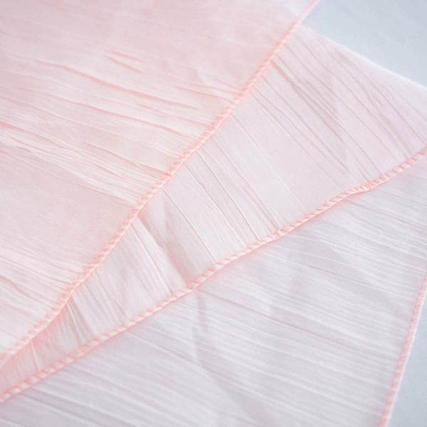 Taffeta & Velvet |  90″x156″ Blush Accordion Crinkle Taffeta Seamless Rectangular Tablecloth for 8 Foot Table With Floor-Length Drop