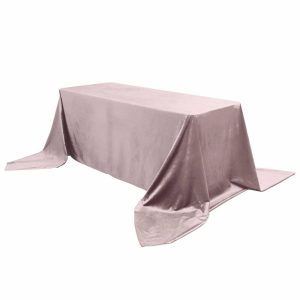 Taffeta & Velvet |  90″x156″ Mauve Seamless Premium Velvet Rectangle Tablecloth, Reusable Linen for 8 Foot Table With Floor-Length Drop