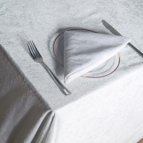 Taffeta & Velvet |  90″x156″ White Seamless Premium Velvet Rectangle Tablecloth, Reusable Linen for 8 Foot Table With Floor-Length Drop