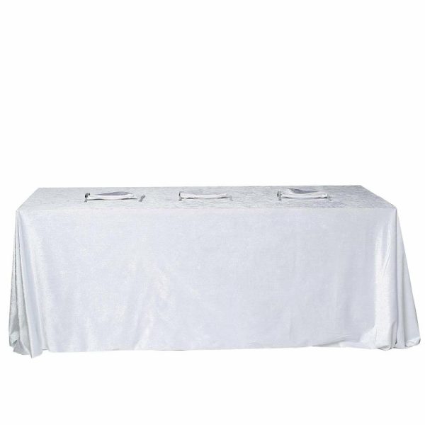 Taffeta & Velvet |  90″x156″ White Seamless Premium Velvet Rectangle Tablecloth, Reusable Linen for 8 Foot Table With Floor-Length Drop