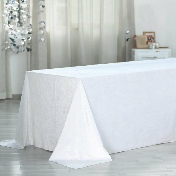 Taffeta & Velvet |  90″x156″ White Seamless Premium Velvet Rectangle Tablecloth, Reusable Linen for 8 Foot Table With Floor-Length Drop