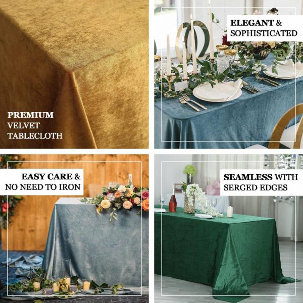 Taffeta & Velvet |  90″x156″ White Seamless Premium Velvet Rectangle Tablecloth, Reusable Linen for 8 Foot Table With Floor-Length Drop