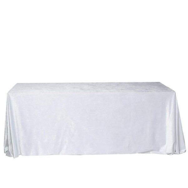 Taffeta & Velvet |  90″x156″ White Seamless Premium Velvet Rectangle Tablecloth, Reusable Linen for 8 Foot Table With Floor-Length Drop