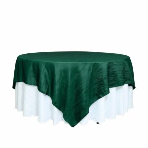 Taffeta & Velvet |  90″x90″ Accordion Crinkle Taffeta Table Overlay – Hunter Emerald Green