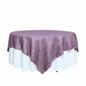 Taffeta & Velvet |  90″x90″ Accordion Crinkle Taffeta Table Overlay – Violet Amethyst