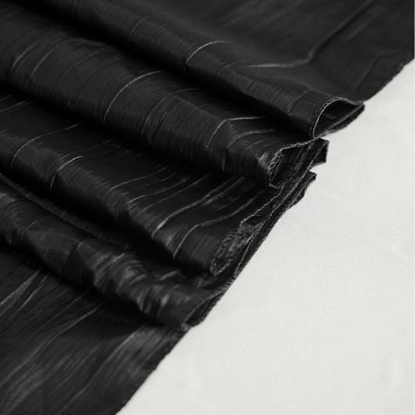 Taffeta & Velvet |  90″x90″ Black Accordion Crinkle Taffeta Square Table Overlay