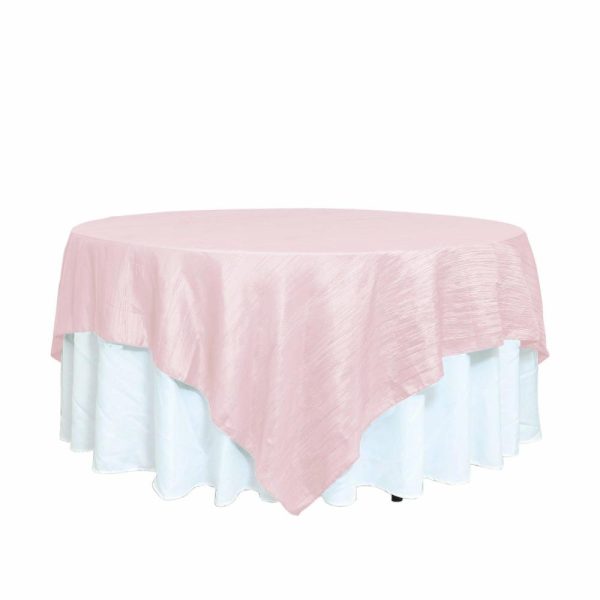 Taffeta & Velvet |  90″x90″ Blush Accordion Crinkle Taffeta Square Table Overlay